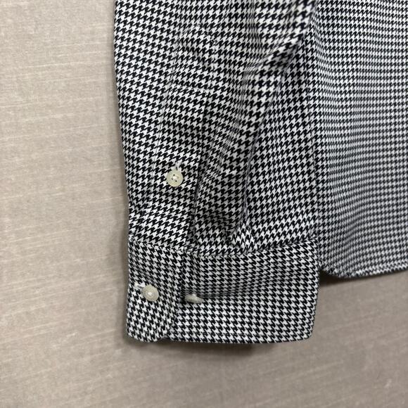 Chaps Womens Classic Houndstooth Button Shirt Large Black White 100% Cotton - Picture 3 of 7